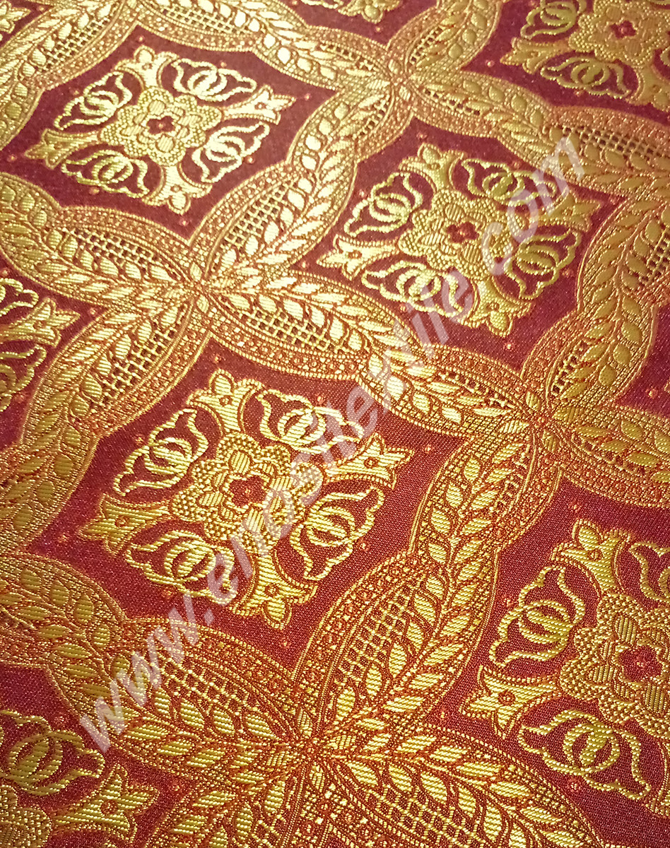 KL-052 Claret Red-Gold Brocade Fabrics